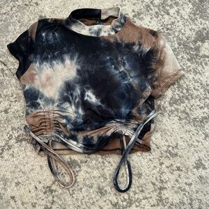 Black and brown tie die tied shirt medium